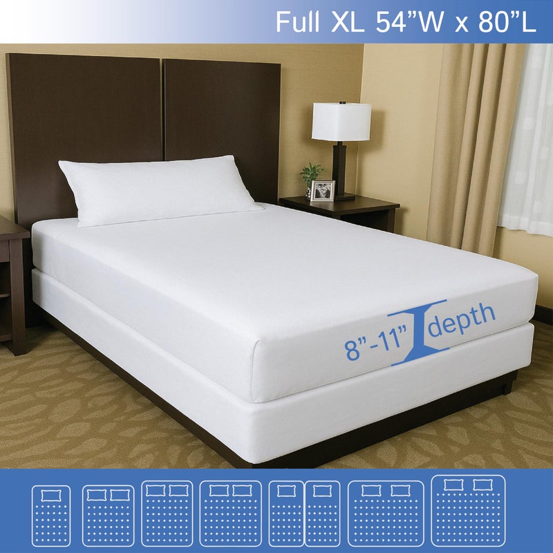 Four Seasons Essentials Full Extra Long (XL) Mattress Protector 54x80 Waterproof Zippered Encasement Premium Bed Cover Protects Against Dust (8"-11" Depth) - Image 2